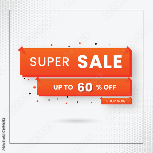 Super sale design up to 60 off background Discount promotion layout banner design template