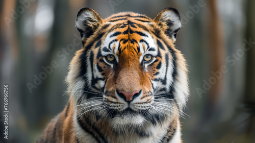Tiger with striking gaze in the wild.