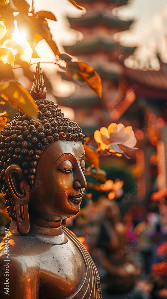 Obraz premium close-up of a golden Buddha statue,ai 