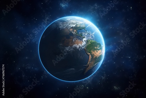 Planet Earth in dark outer space. Civilization. Elements of this image furnished by NASA - generative ai © Nia™