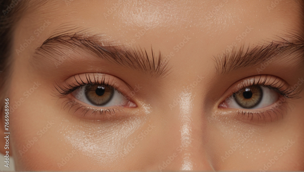 Close up of beautiful woman's brown eyes with eyelash and brow lift. Close up of beautiful woman's brown eyes with eyelash and brow lift.