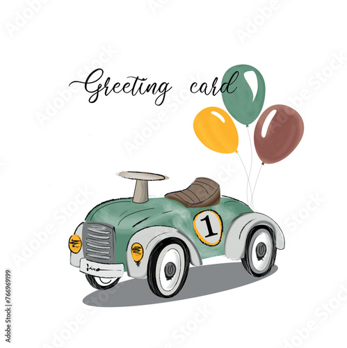 Transport for the transportation of goods or passengers flat icon vector illustration.Vector postcard with classic american car illustration