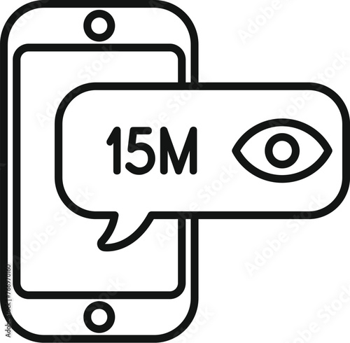 Smartphone content millions views icon outline vector. New media. Online search