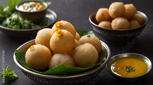 Panipuri or fuchka fhuchka or gupchup or golgappa or Pani ke Patake is a type of snack that originated.generative.ai photo