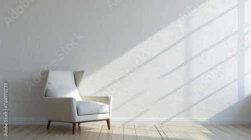 Minimalist Luxury: Modern Interior Design with Armchair against White Wall