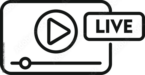 Live video podcast icon outline vector. Streaming platform. Play button