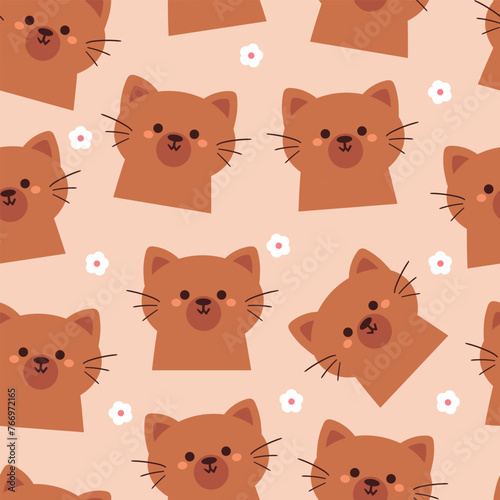 seamless pattern cartoon cats. cute animal wallpaper illustration for gift wrap paper
