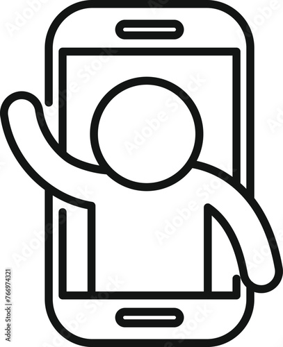 Phone recording icon outline vector. New media content. Online person
