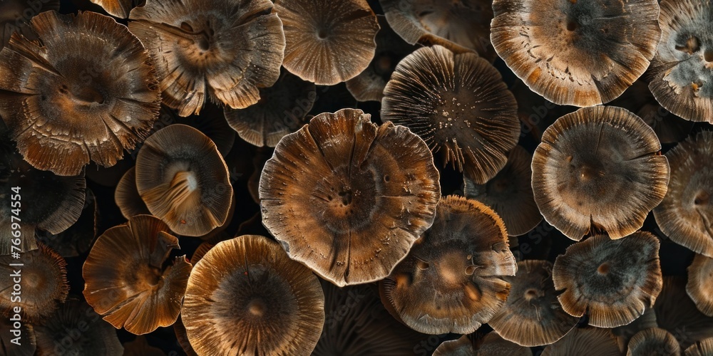 Mushroom Caps Organic Texture Top View Mushroom Caps Organic Texture Top View