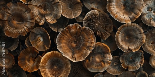 Mushroom Caps Organic Texture Top View