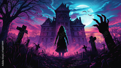 the castle - Creepy Comic in 80s Style