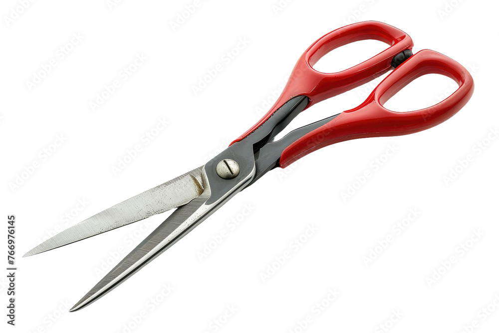Red Scissors on White Background. On a Clear PNG or White Background. Red Scissors on White Background. On a Clear PNG or White Background.