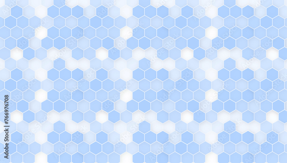 Hexagon structure on the white background. Simple geometric background with hexagonal cell texture, honeycomb grid seamless pattern, vector illustration