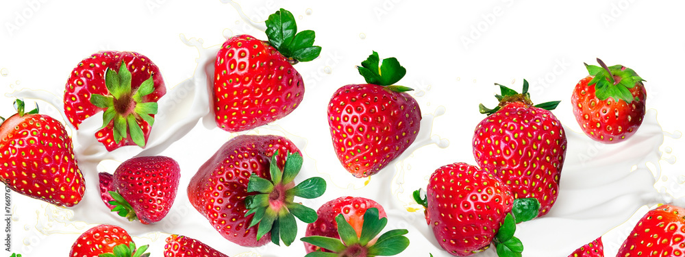 Juicy strawberries and milk. A splash of milk and strawberries. Template with transparent background with strawberries and splashes of milk. Berries and products,template for cooking Juicy strawberries and milk. A splash of milk and strawberries. Template with transparent background with strawberries and splashes of milk. Berries and products,template for cooking