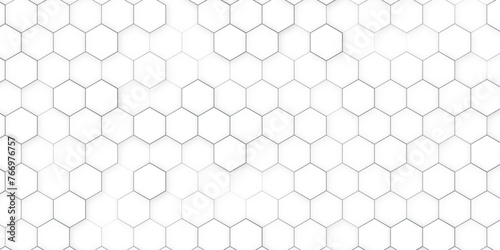 Hexagon structure on the white background. Simple geometric background with hexagonal cell texture, honeycomb grid seamless pattern, vector illustration