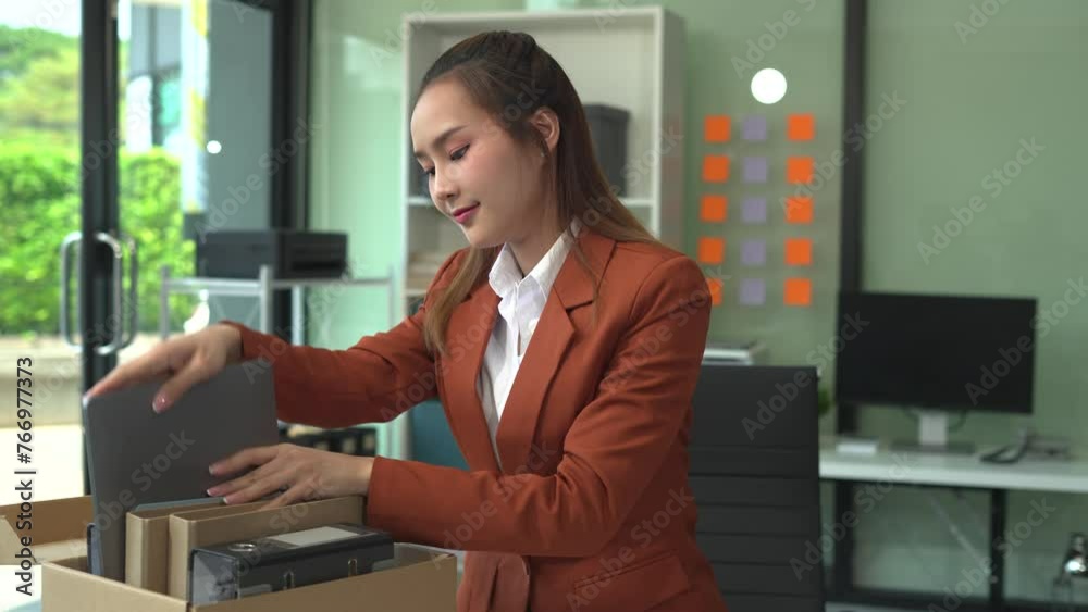 Successful business man, excited young woman packing up in office, job promotion concept, happy working. Successful business man, excited young woman packing up in office, job promotion concept, happy working.