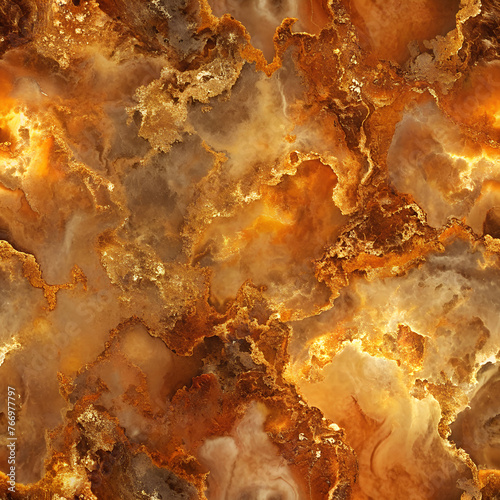 Texture background, seamless abstract marbleized texture background bathed in warm shades of amber, copper and bronze, tiles texture © zobtun