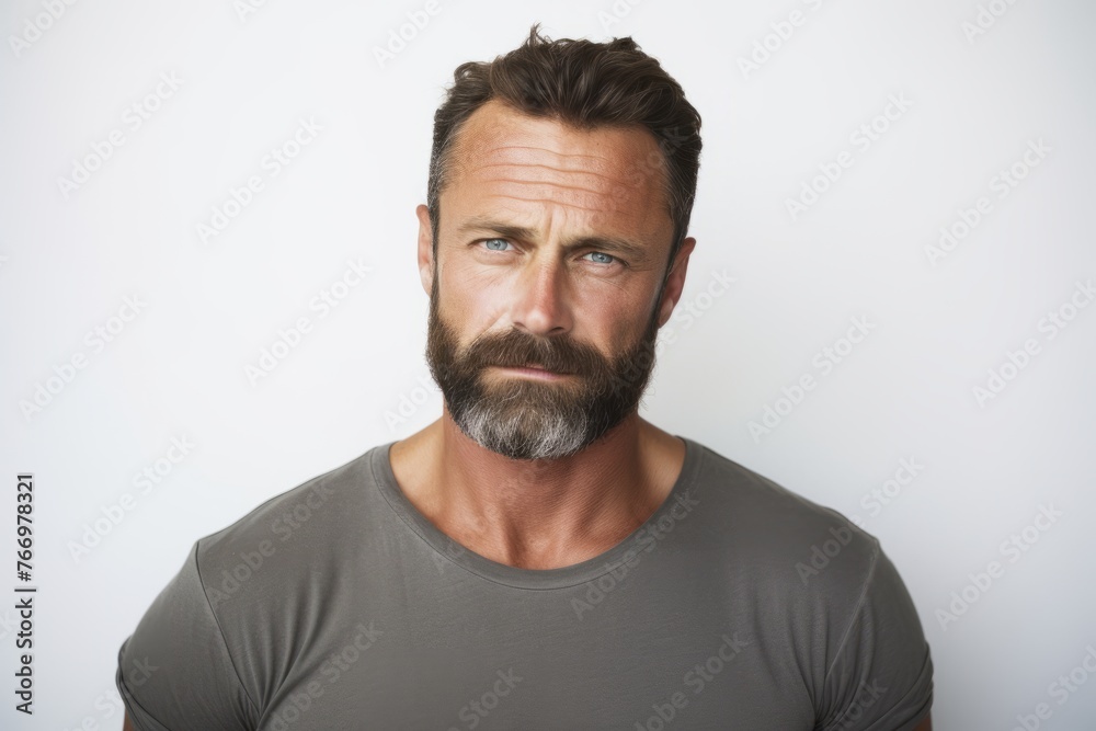 Portrait of a handsome man with beard and mustache on white background Portrait of a handsome man with beard and mustache on white background