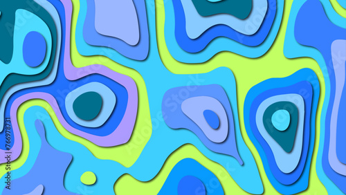 Fotografía Abstract blue background with paper cut shapes