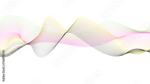 Abstract colorful wave element for design. Element for design isolated on white. Pink color, pink wave melody lines on white background, 