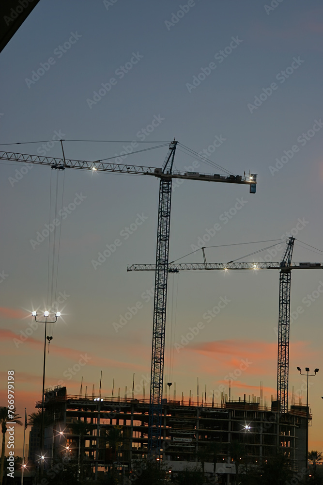 Construction cranes in Downtown Las Vegas