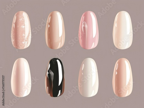 Realistic Manicured Nail Collection: A Variety of Shapes and Styles for your Graphic Design Needs