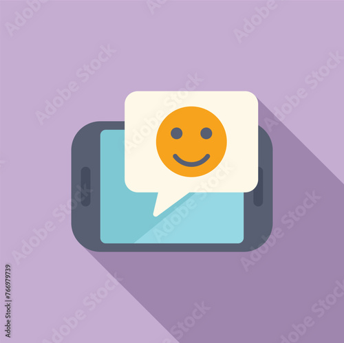 Emoji smiling level icon flat vector. Button rank user. Degree expression user