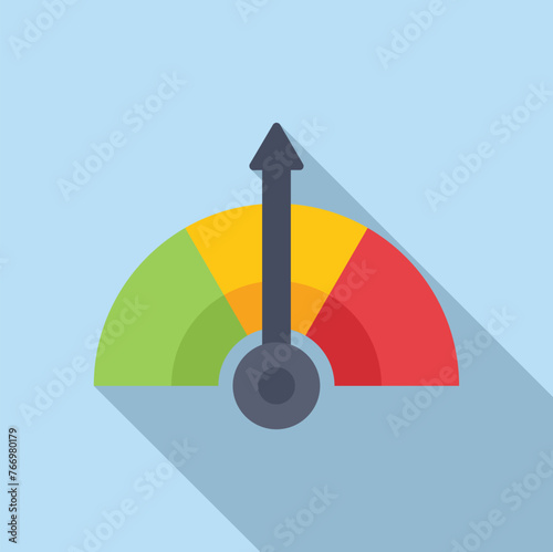 Arrow gauge survey icon flat vector. Satisfaction level. Patron degree rank
