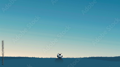 A small Soccer ball on the beach, illustration, copy space, World sports Day banner