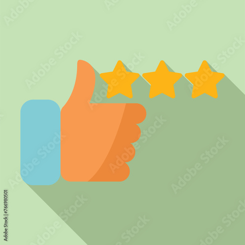Thumb up level icon flat vector. Game excellent user. Happy range report