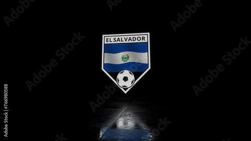 Wallpaper Mural Glitchy Shield Shaped Football Badge with a Waving Flag of El Salvador Torontodigital.ca
