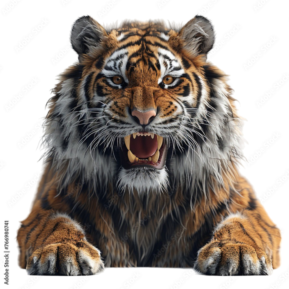Obraz premium 3d illustration of tiger animal portrait, generative ai