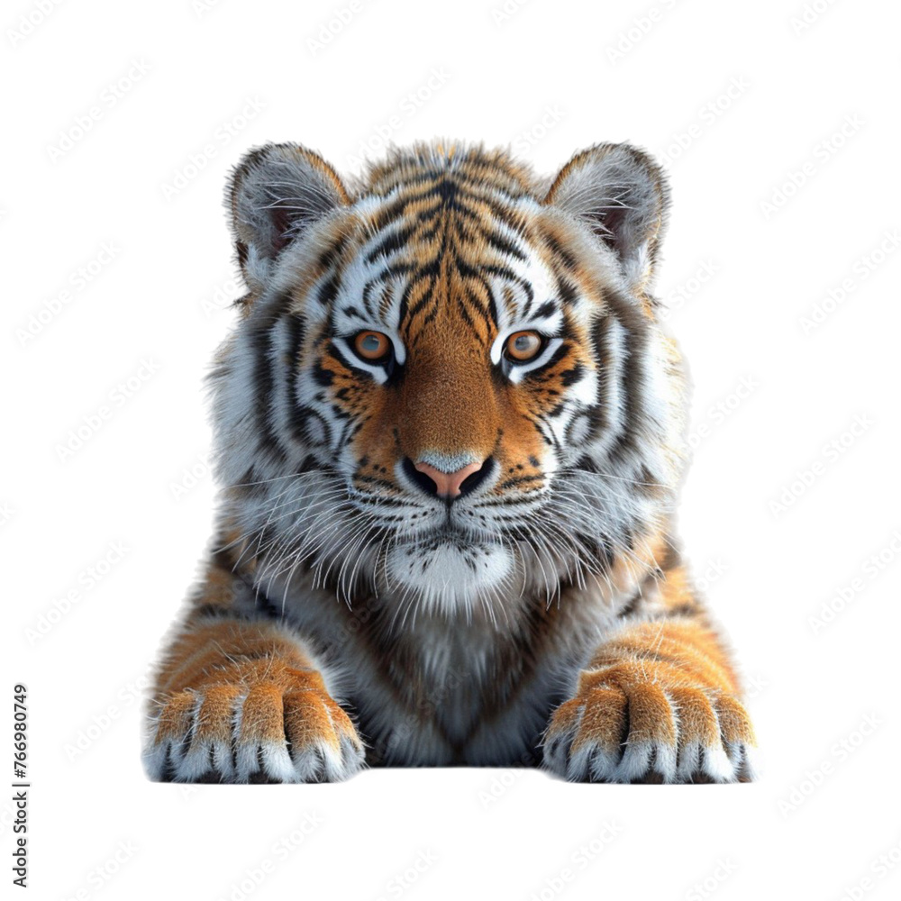 Fototapeta premium 3d illustration of tiger animal portrait, generative ai