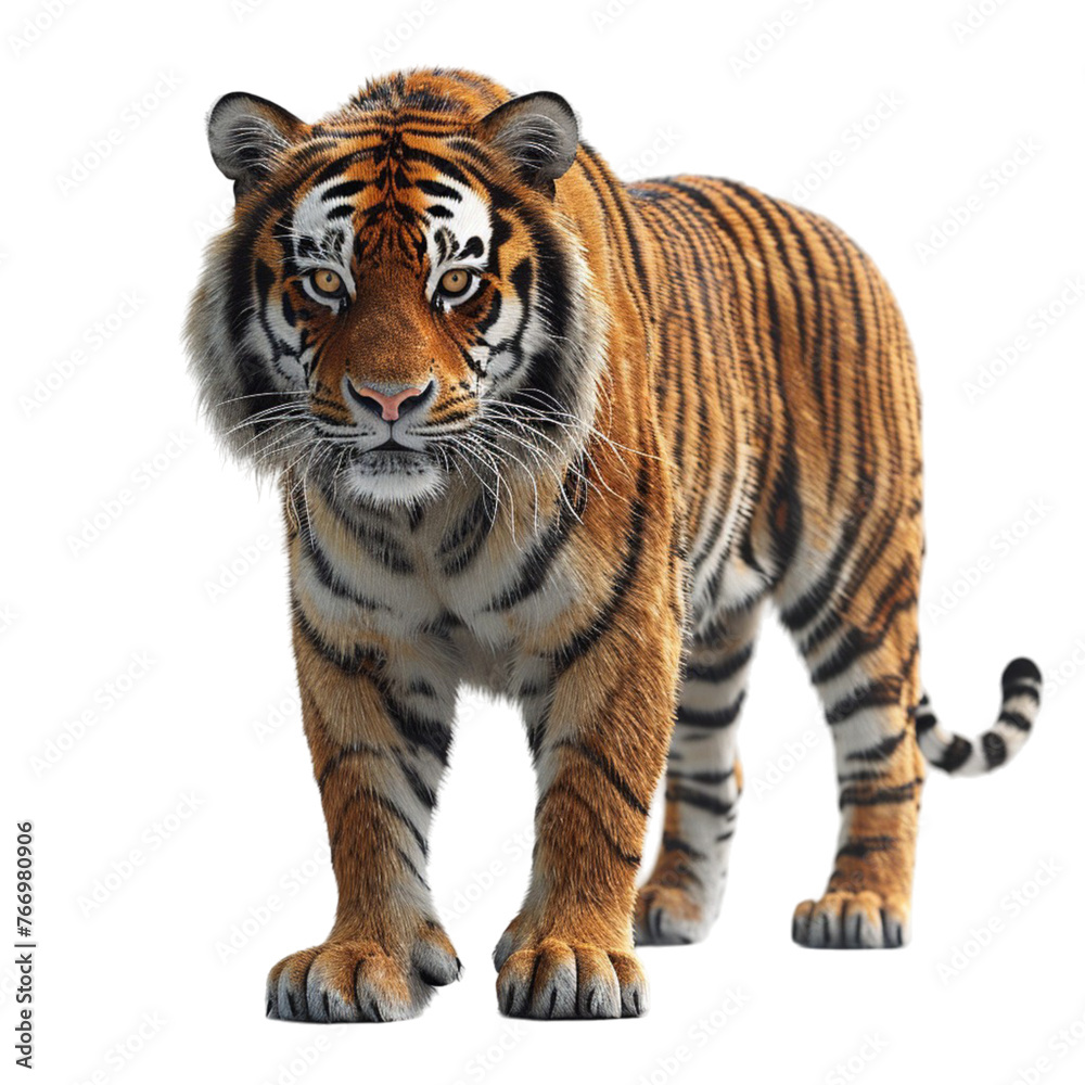 3d illustration of tiger animal portrait, generative ai