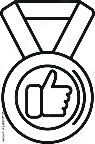 Good rating medal icon outline vector. Emotive user. Excellent survey rank