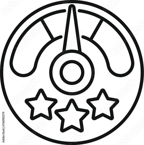 Stars level survey icon outline vector. Star button rank. Range report sad emotive