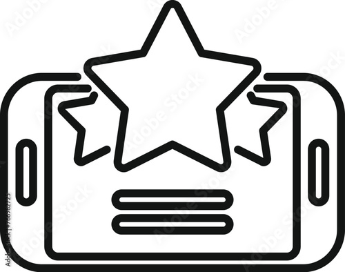 Online smartphone rating icon outline vector. Star button rank. Expression user
