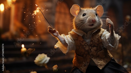 Rat conductor animatedly leads orchestra ai generated character anthropomorphic
