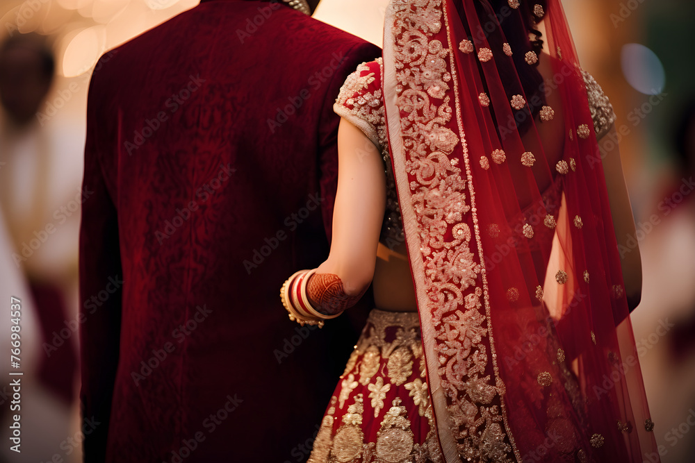 Vibrant and Dynamic Snapshot of Traditional Asian Wedding Celebrations - Bride, Groom and Ambiance