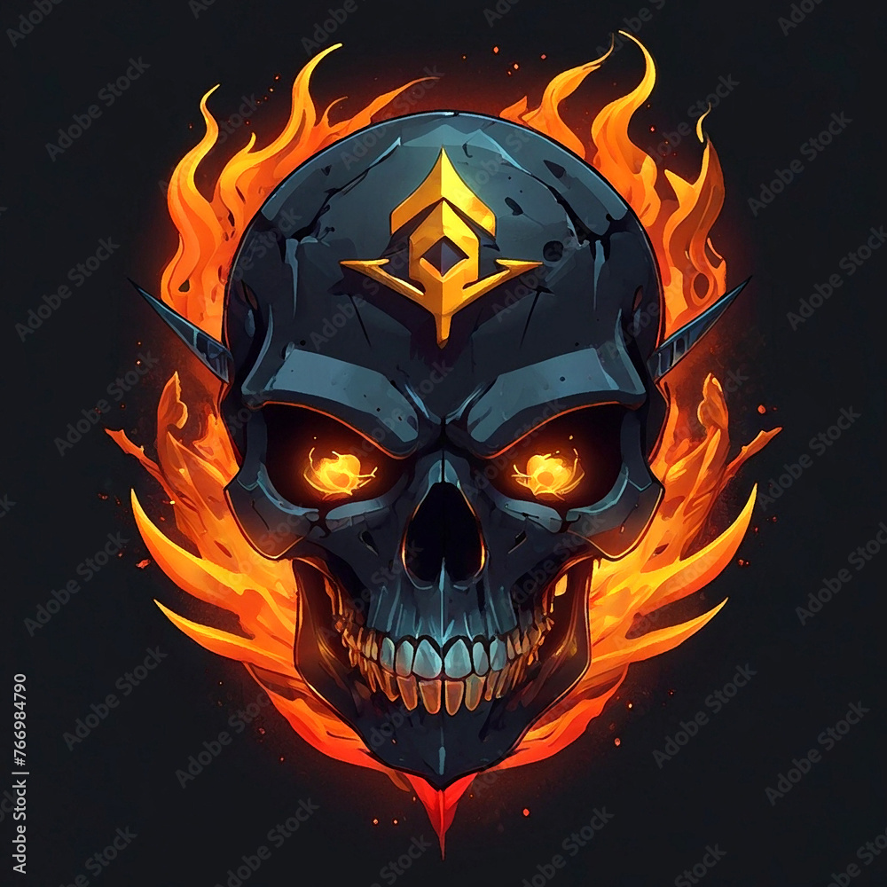 Fantastic cartoon character design skull illustration
