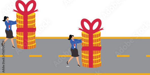 Money Gifts, Bribes, Employee Benefits, Perks, Bonuses, Salaries, Incentives for Employees, Businesswomen Push Huge Money Gifts