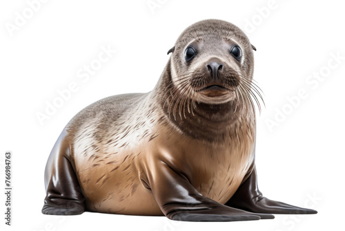 Sea Lion Statue on White Surface. On a Clear PNG or White Background.
