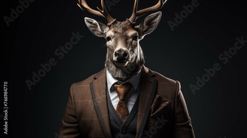 Dapper deer in suit and tie ai generated character anthropomorphic