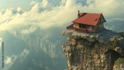 video of a house on the edge of a cliff photo