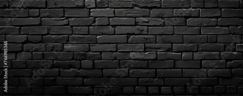 Panoramic texture of black brick wall  brickwork background for design or backdrop  Generative AI 