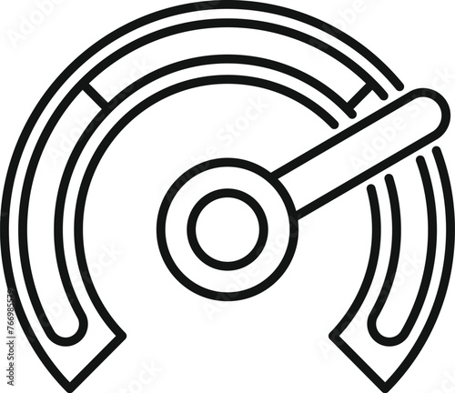 High level gauge icon outline vector. Button rank star. Fail emoji gauge report