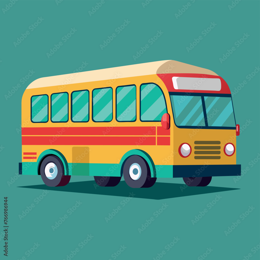 Bus flat design cartoon icon illustration School bus vector