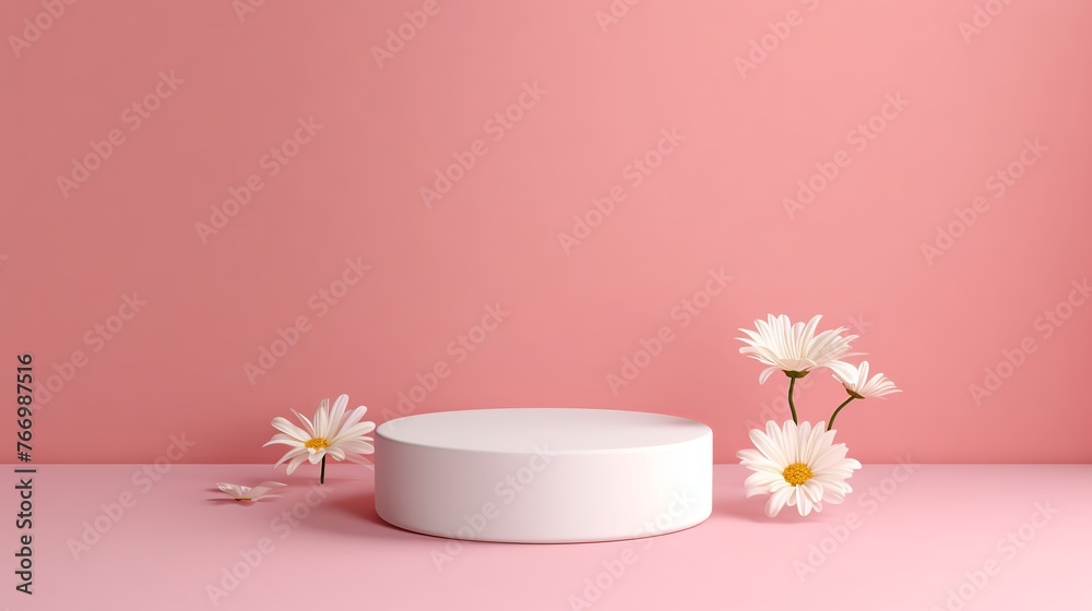 White round template podium mockup natural organic cosmetic product presentation