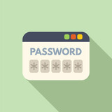 Web password icon flat vector. Change online view. Login identity success