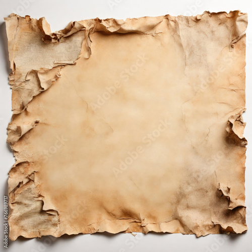 Ancient crumpled vintage paper sheet with stains